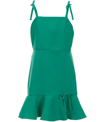 Rare Editions Big Girls 7-16 Sleeveless Laguna Scuba Fit-And-Flare Ruffle Hem Dress
