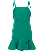 Rare Editions Big Girls 7-16 Sleeveless Laguna Scuba Fit-And-Flare Ruffle Hem Dress