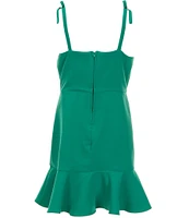 Rare Editions Big Girls 7-16 Sleeveless Laguna Scuba Fit-And-Flare Ruffle Hem Dress