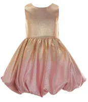 Rare Editions Big Girls 7-16 Sleeveless Ombre Metallic Bow-Back Fit-And-Flare Dress