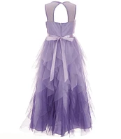 Rare Editions Big Girls 7-16 Sleeveless Ombre Casading-Mesh-Skirted Ballgown