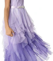Rare Editions Big Girls 7-16 Sleeveless Ombre Casading-Mesh-Skirted Ballgown