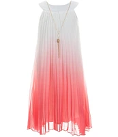 Rare Editions Big Girls 7-16 Sleeveless Pleated Ombre Chiffon Shift Dress