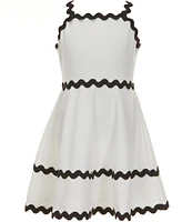 Rare Editions Big Girls 7-16 Sleeveless Ric Rac-Trimmed Fit-And-Flare Dress