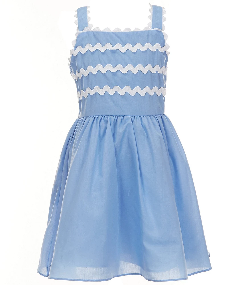 Rare Editions Big Girls Sleeveless Ricrac-Trimmed Fit-And-Flare Dress