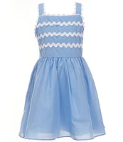 Rare Editions Big Girls Sleeveless Ricrac-Trimmed Fit-And-Flare Dress