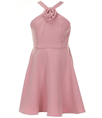 Rare Editions Big Girls 7-16 Sleeveless Rosette-Appliqued Mikado Fit-And-Flare Dress