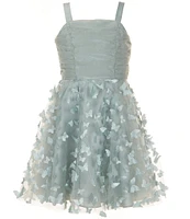 Rare Editions Big Girls 7-16 Sleeveless Ruched/Butterfly-Appliqued Fit-And-Flare Dress