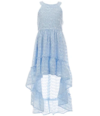 Rare Editions Big Girls 7-16 Sleeveless Sequin-Embellished Burnout Chiffon High-Low-Hem Ballgown