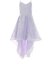 Rare Editions Big Girls 7-16 Sleeveless Sequin-Embellished Lace High-Low-Hem Ballgown