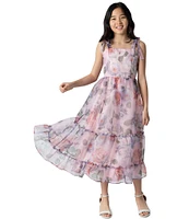 Rare Editions Big Girls 7-16 Sleevleess Floral-Printed Organza Long Dress