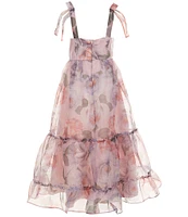 Rare Editions Big Girls 7-16 Sleevleess Floral-Printed Organza Long Dress