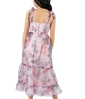 Rare Editions Big Girls Sleevleess Floral-Printed Organza Long Dress