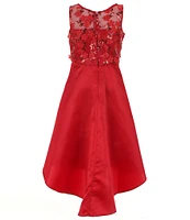 Rare Editions Big Girls 7-16 Three-Dimensional Sequin-Embellished Bodice/Cascading Satin-Skirted Ballgown