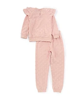 Rare Editions Little Girls 2T-4T Long-Sleeve Ruffle-Detailed Top & Matching Jogger Pants Set