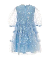 Rare Editions Little Girls 2T-6X 3/4-Sleeve Iridescent Butterfly Fit & Flare Dress