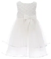 Rare Editions Little Girls 2T-6X Basket Weave/Chiffon Fit-And-Flare Dress