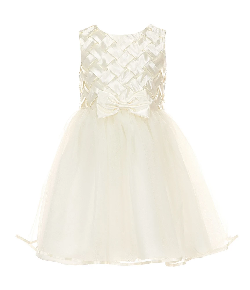 Rare Editions Little Girls Basketweave-Bodice/Tulle-Skirted Fit-And-Flare Dress