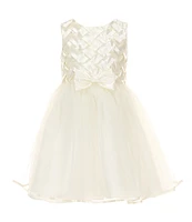 Rare Editions Little Girls Basketweave-Bodice/Tulle-Skirted Fit-And-Flare Dress