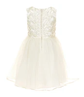 Rare Editions Little Girls Basketweave-Bodice/Tulle-Skirted Fit-And-Flare Dress
