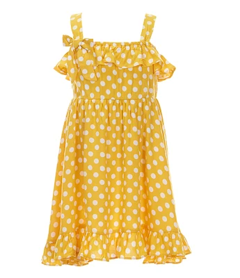 Rare Editions Little Girls 2T-6X Cold-Shoulder Dot-Printed Ruffle-Trim Fit & Flare Dress