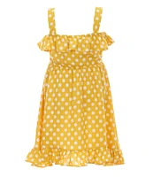 Rare Editions Little Girls 2T-6X Cold-Shoulder Dot-Printed Ruffle-Trim Fit & Flare Dress