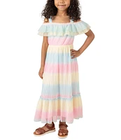 Rare Editions Little Girls 2T-6X Cold-Shoulder Ombre-Stripe Long Dress