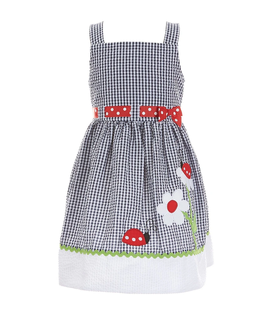 Rare Editions Little Girls 2T-6X Flower-Applique Seersucker Fit-And-Flare Dress