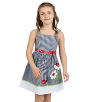 Rare Editions Little Girls 2T-6X Flower-Applique Seersucker Fit-And-Flare Dress