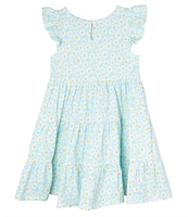 Rare Editions Little Girls 2T-6X Flutter Cap Sleeve Daisy-Printed Fit & Flare Knit Dress