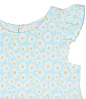 Rare Editions Little Girls 2T-6X Flutter Cap Sleeve Daisy-Printed Fit & Flare Knit Dress
