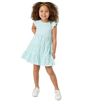 Rare Editions Little Girls 2T-6X Flutter Cap Sleeve Daisy-Printed Fit & Flare Knit Dress