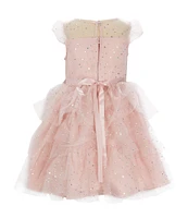 Rare Editions Little Girls 2T-6X Flutter Sleeve Metallic-Foiled-Dot Princess Dress