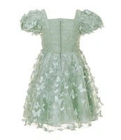 Rare Editions Little Girls 2T-6X Flutter-Sleeve Ruched-Bodice Butterfly-Appliqued Fit-And-Flare Dress