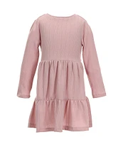 Rare Editions Little Girls 2T-6X Long Sleeve Flower-Applique Cardigan & Short Sleeve Fit & Flare Rib Dress Set