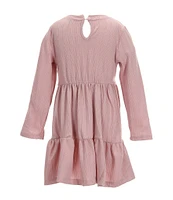 Rare Editions Little Girls 2T-6X Long Sleeve Flower-Applique Cardigan & Short Sleeve Fit & Flare Rib Dress Set