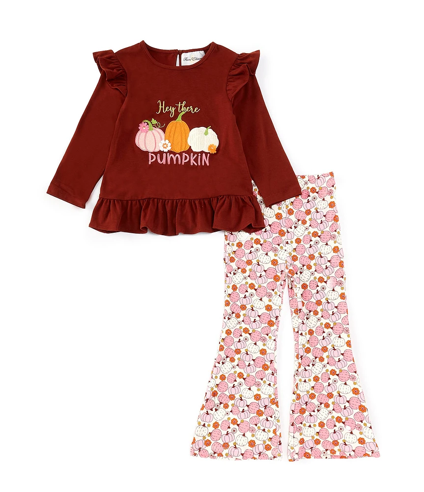 Rare Editions Little Girls 2T-6X Long-Sleeve Harvest Pumpkin Tunic Top & Pumpkin-Printed Leggings Set