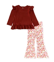 Rare Editions Little Girls 2T-6X Long-Sleeve Harvest Pumpkin Tunic Top & Pumpkin-Printed Leggings Set