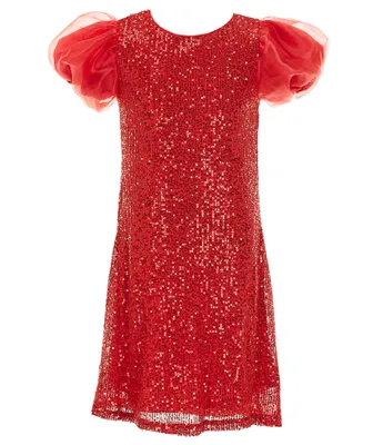 Rare Editions Little Girls 2T-6X Organza-Puffed-Sleeve Sequin-Embellished Shift Dress