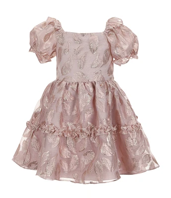 Rare Editions Little Girls 2T-6X Puffed Sleeve Burnout Organza Fit & Flare Dress