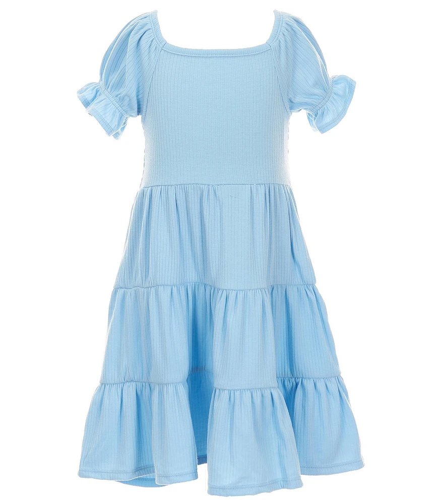 Rare Editions Little Girls Puffed-Sleeve Jersey Knit Fit-And-Flare Dress