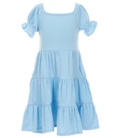 Rare Editions Little Girls Puffed-Sleeve Jersey Knit Fit-And-Flare Dress