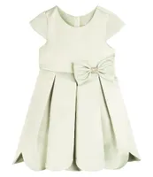 Rare Editions Little Girls 2T-6X Satin Cap Sleeve Pleated Scallop Dress