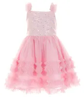 Rare Editions Little Girls 2T-6X Sequin Embellished Bodice/Ruched Tutu Skirt Fit & Flare Dress