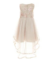 Rare Editions Little Girls 2T-6X Sequin-Embellished Embroidered-Bodice/Mesh-Overlay High-Low Hem Dress