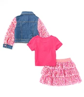 Girls Like Us Little Girls 2T-6X Sequin-Sleeve Denim Jacket, Rib-Knit Top & Sequin-Embellished Mesh Skirt Set