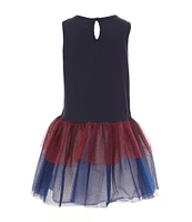 Rare Editions Little Girls 2T-6X Sleeveless Americana Ice Cream Appliqued Bodice/Mesh Tutu Skirted Dress