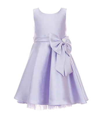Rare Editions Little Girls Sleeveless Bow-Accented Mikado Fit-And-Flare Dress