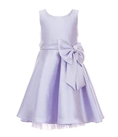 Rare Editions Little Girls Sleeveless Bow-Accented Mikado Fit-And-Flare Dress