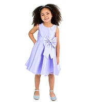 Rare Editions Little Girls Sleeveless Bow-Accented Mikado Fit-And-Flare Dress